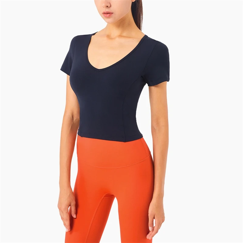 2021 Sexy V-neck Yoga Shirts Short Sleeve Sportswear Gym Slim Elastic Casual Female Running Fitness Sports Top Women's T-shirt
2021 Sexy V-neck Yoga Shirts Short Sleeve Sportswear Gym Slim Elastic Casual Female Running Fitness Sports Top Women's T-shirt