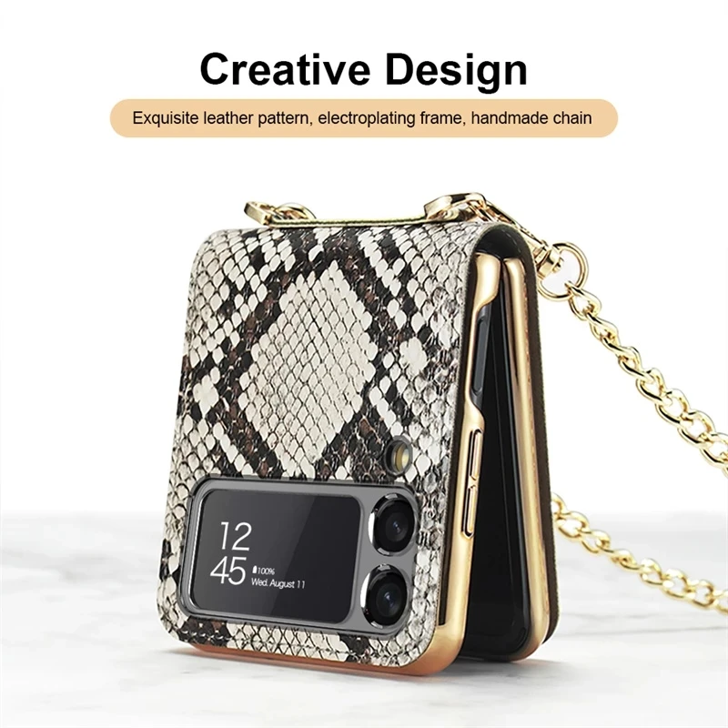 Luxury Leather Flip Make Up Mirror Phone Case for Samsung Galaxy Z Flip 3 Shockproof Crossbody Back Cover With Lanyard
Luxury Leather Flip Make Up Mirror Phone Case for Samsung Galaxy Z Flip 3 Shockproof Crossbody Back Cover With Lanyard