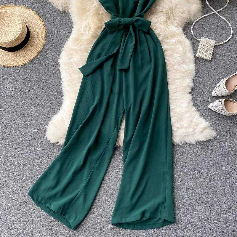 Green/Pink/Blue Romper Women Vintage Sleeveless V-Neck High Waist Wide Leg Jumpsuit Female Fashion Playsuit 2021 Summer New
Green/Pink/Blue Romper Women Vintage Sleeveless V-Neck High Waist Wide Leg Jumpsuit Female Fashion Playsuit 2021 Summer New