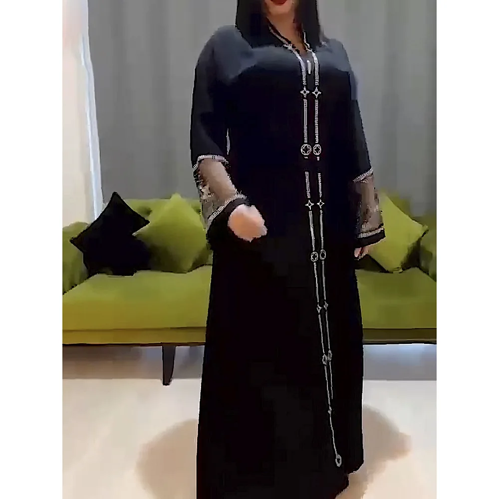 Donsignet Muslim Dress Muslim Fashion Abaya Dubai Elegant Woman Abaya Gauze Stitching Hot Drilling Long Dress Appliques Abaya
Donsignet Muslim Dress Muslim Fashion Abaya Dubai Elegant Woman Abaya Gauze Stitching Hot Drilling Long Dress Appliques Abaya