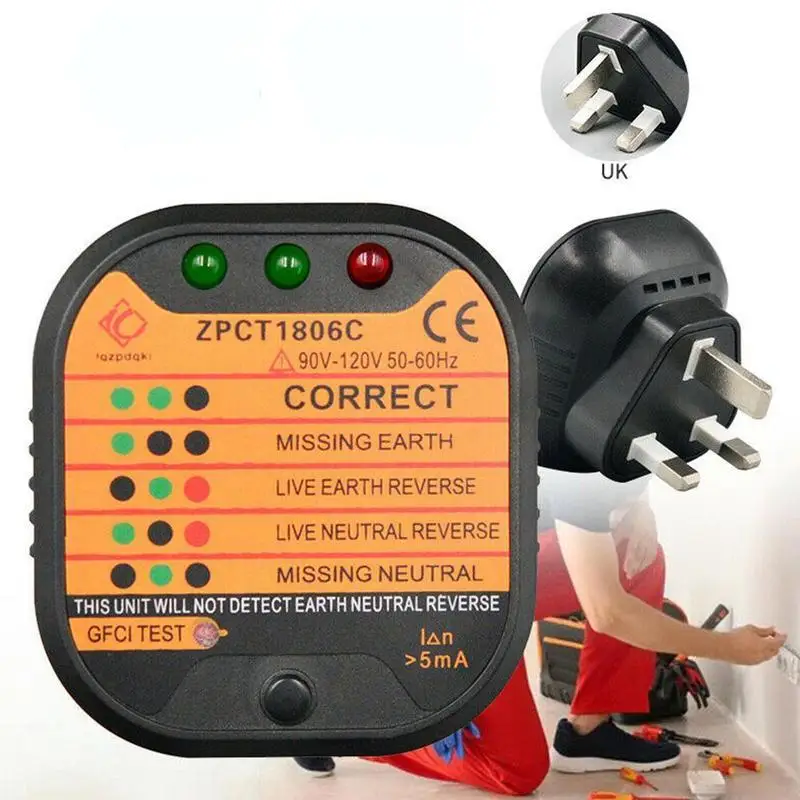 220V-250V Mains Socket Tester Polarity Test EU US UK Leakage Plug Electrical Safe Fault Detect
220V-250V Mains Socket Tester Polarity Test EU US UK Leakage Plug Electrical Safe Fault Detect