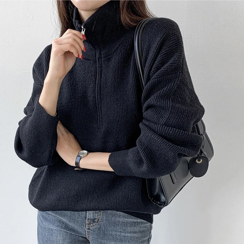 Autumn Winter Oversized Sweater Pullover Women'S Warm Tunic Knit Korea Long-Sleeved Black Temperament High-Neck Thick Top
Autumn Winter Oversized Sweater Pullover Women'S Warm Tunic Knit Korea Long-Sleeved Black Temperament High-Neck Thick Top