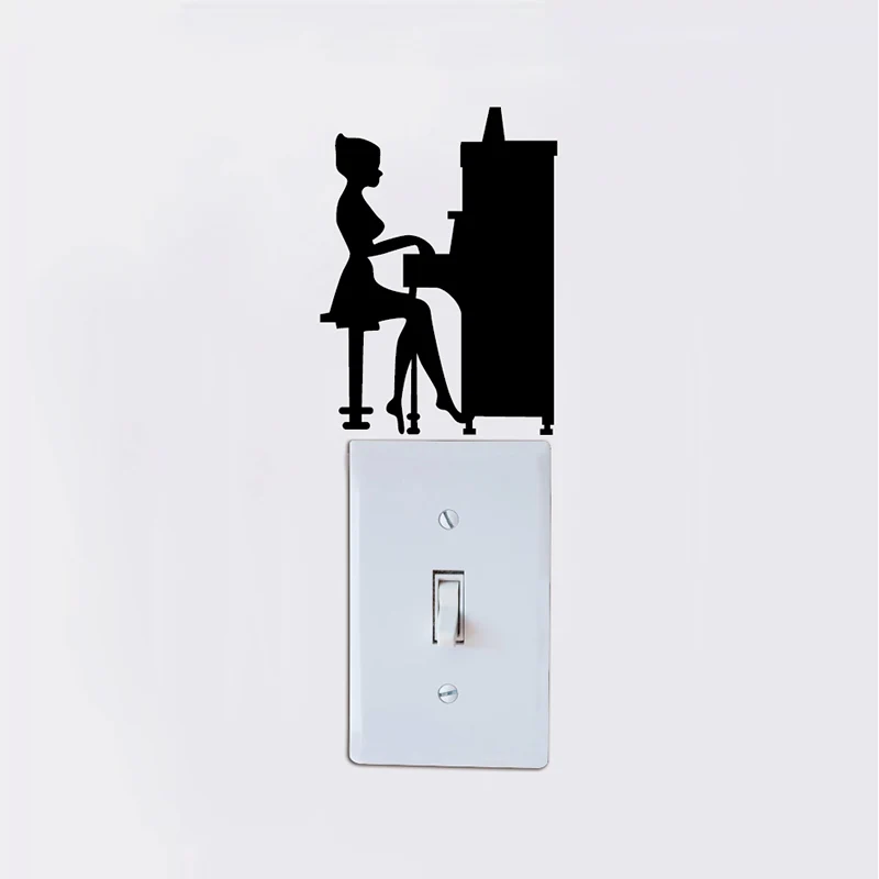 

Home Decor Playing Violin Silhouette Switch Sticker Trombone Silhouette Wall Stickers Music Wall Art Decals Light Switch Sticker