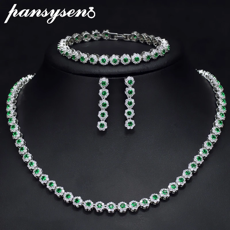 PANSYSEN Wedding Engagement 925 Silver Necklace/Earrings/Bracelet Jewelry Set New Fashion Emerald Gemstone Women Jewerly Sets
PANSYSEN Wedding Engagement 925 Silver Necklace/Earrings/Bracelet Jewelry Set New Fashion Emerald Gemstone Women Jewerly Sets