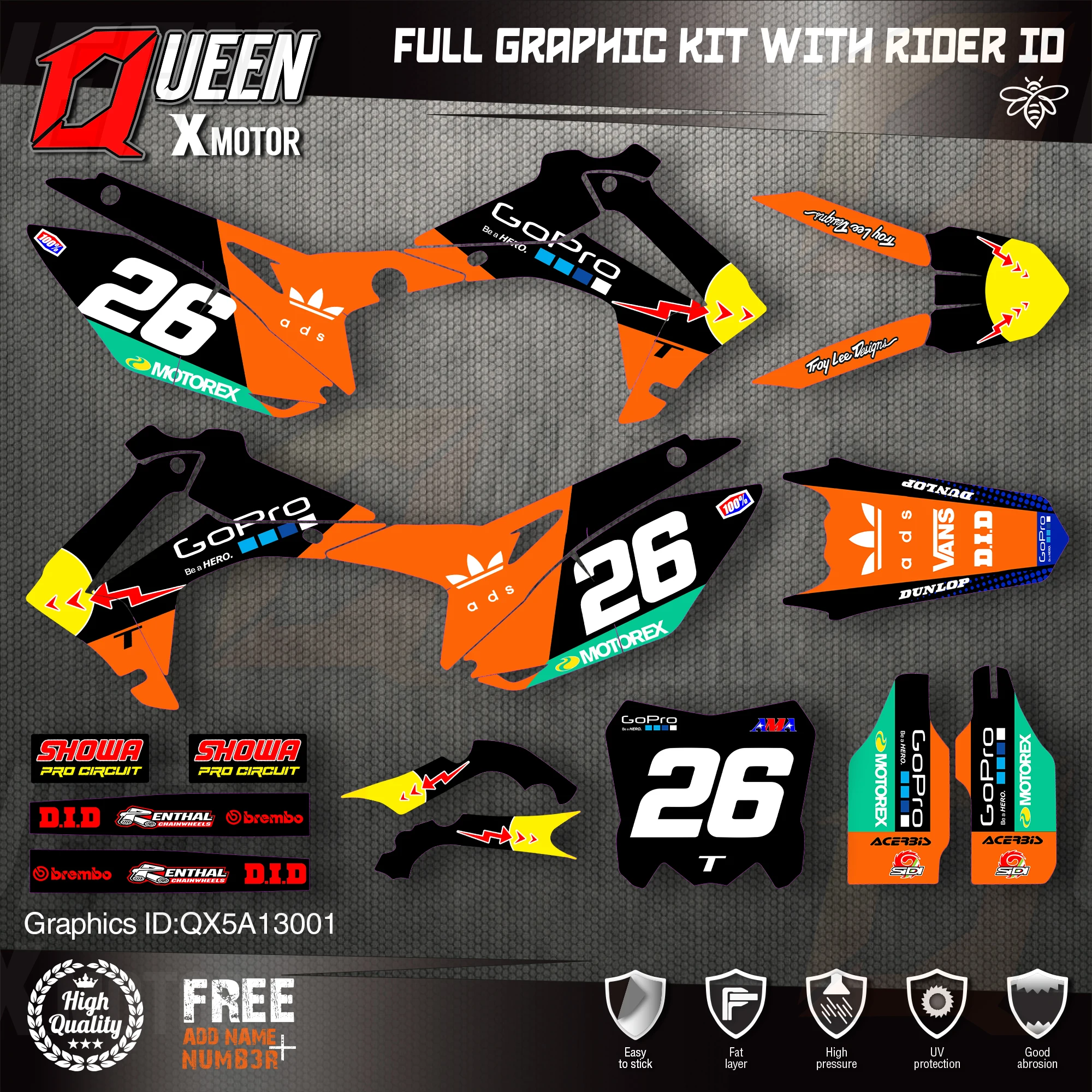 QUEEN X MOTOR Custom Team графические фоны наклейки для HONDA 2014-2017 CRF250R 2013-2016 CRF450R 001
QUEEN X MOTOR Custom Team графические фоны наклейки для HONDA 2014-2017 CRF250R 2013-2016 CRF450R 001