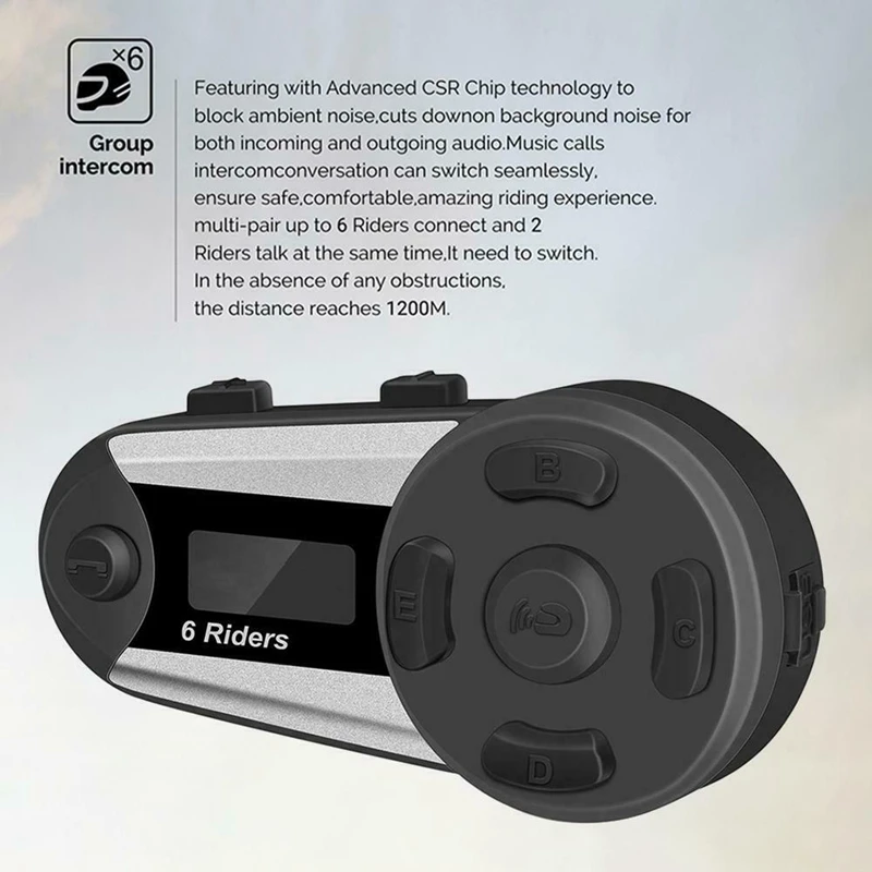 2PCS Motorcycle Helmet Headphone 1200M 6 Riders Connect Waterproof Helmet Bluetooth Intercom Headset with Sn
2PCS Motorcycle Helmet Headphone 1200M 6 Riders Connect Waterproof Helmet Bluetooth Intercom Headset with Sn