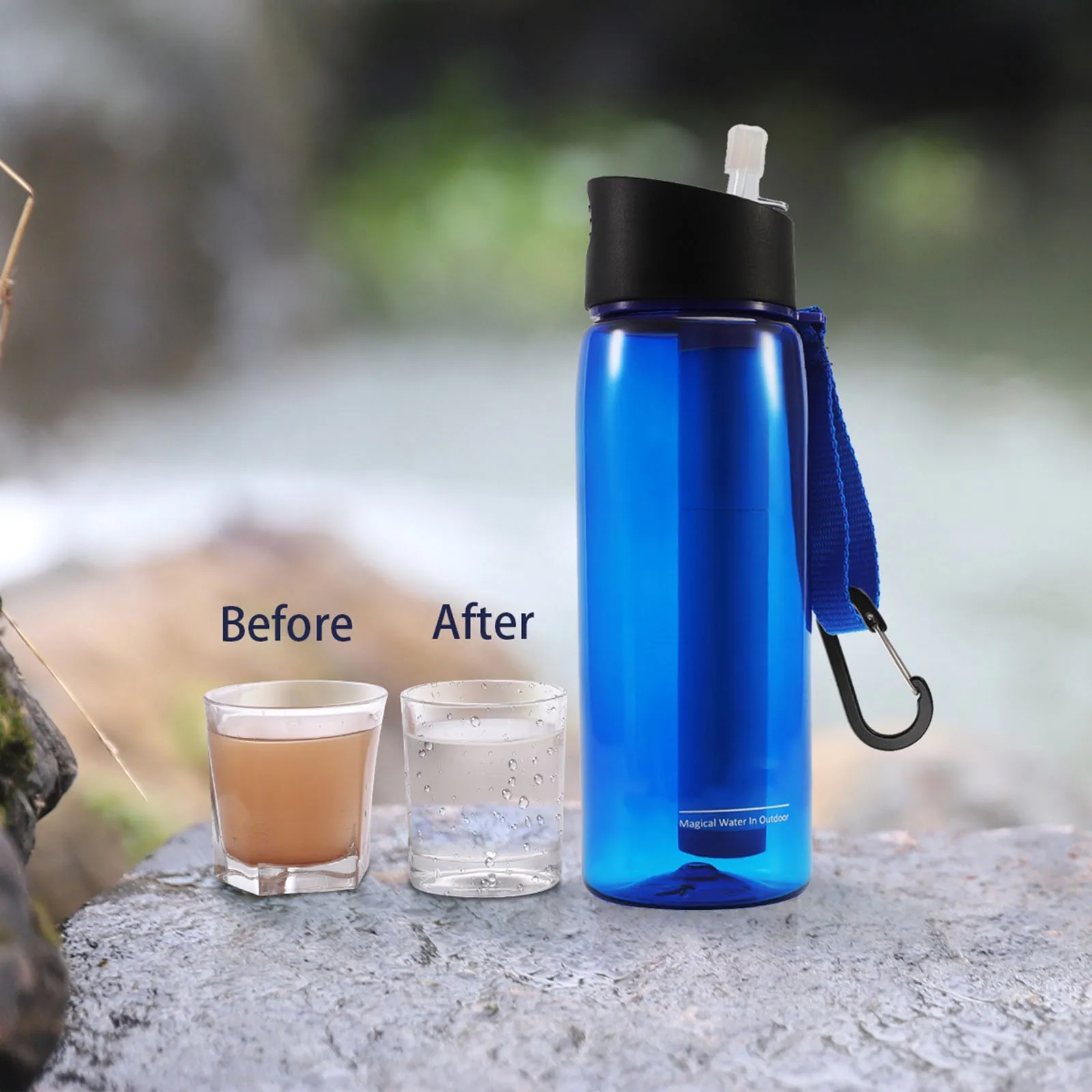 Filtered Water Bottle with 4-Stage Intergrated Filter Straw for Camping, Hiking, Backpacking and Travel Survival Emergency Tools
Filtered Water Bottle with 4-Stage Intergrated Filter Straw for Camping, Hiking, Backpacking and Travel Survival Emergency Tools