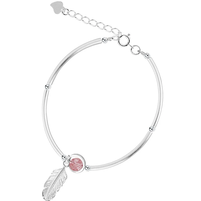 Literary Feather Strawberry Crystal 925 Sterling Silver Temperament Creative Female Sweet Trendy Resizable Bracelets SBR061
Literary Feather Strawberry Crystal 925 Sterling Silver Temperament Creative Female Sweet Trendy Resizable Bracelets SBR061