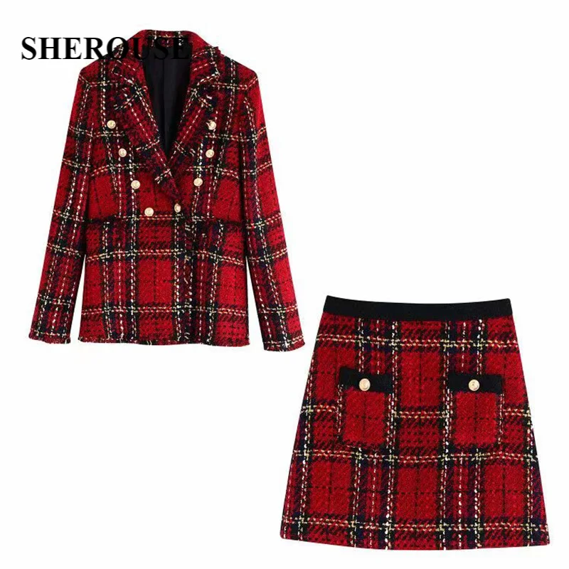 2021 New Spring Women 2 pieces Set Plaid Button Long Sleeve V-Neck Coat Mini Skirt Suit Female Fashion Casual Women Clothes
2021 New Spring Women 2 pieces Set Plaid Button Long Sleeve V-Neck Coat Mini Skirt Suit Female Fashion Casual Women Clothes