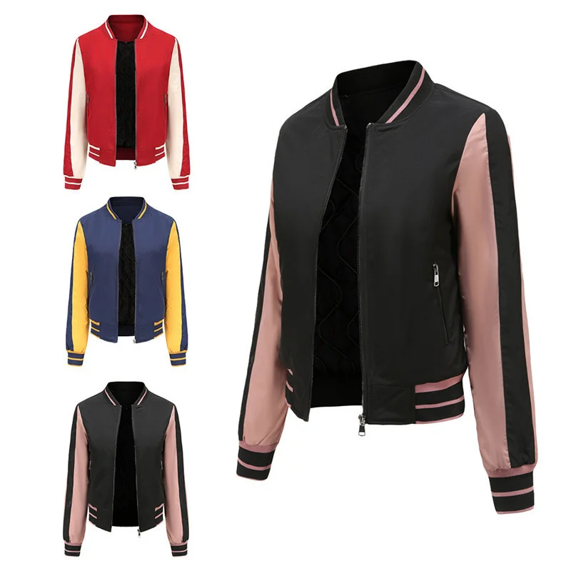 Women Srping Fashion Cotton Padded Outwear Long Sleeve Patchwork Baseball Jacket Zipper 2021 Autumn Casual Coat
Women Srping Fashion Cotton Padded Outwear Long Sleeve Patchwork Baseball Jacket Zipper 2021 Autumn Casual Coat