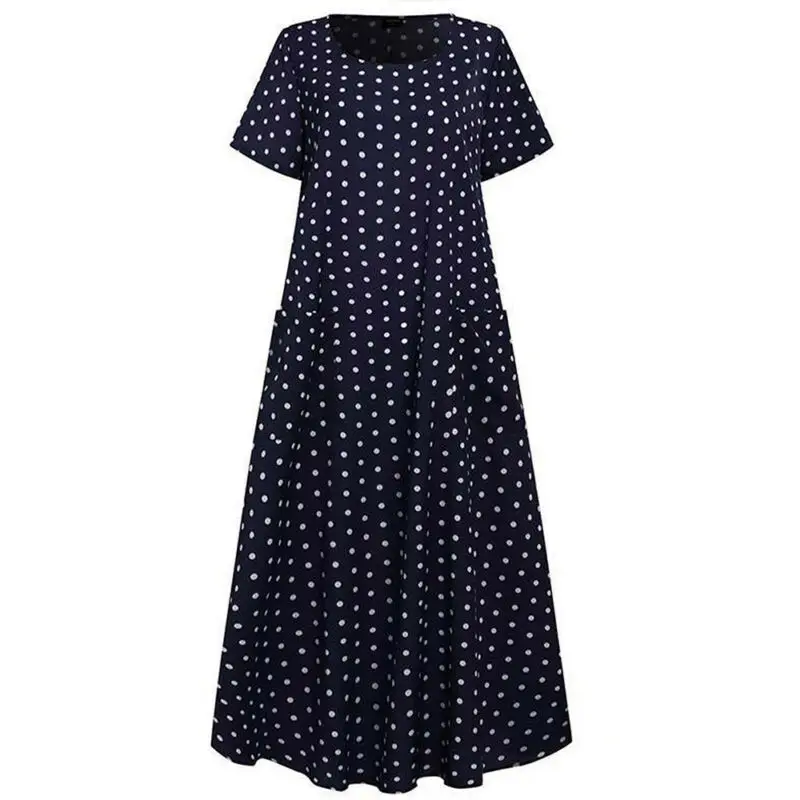Vintage Dress Women Summer Wave Point Round Neck Maxi Dresses Ladies Casual Short Sleeve Long Dresses for Women 2021
Vintage Dress Women Summer Wave Point Round Neck Maxi Dresses Ladies Casual Short Sleeve Long Dresses for Women 2021