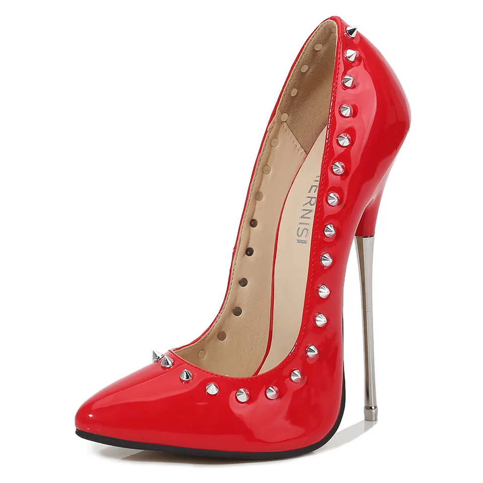 Туфли на высоком каблуке Женские туфли-лодочки серебристого и красного цвета