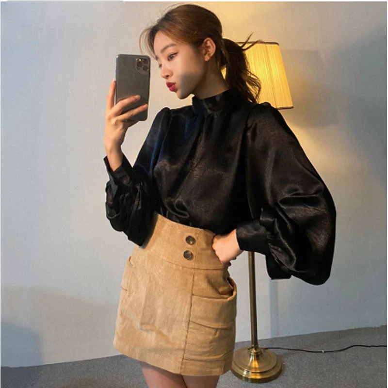 Fashion Women 2020 Smooth Blouse Lantern Sleeve Solid Korean Shirt Office Lady Slim Blusas Spring Autumn Elegant Blouses
Fashion Women 2020 Smooth Blouse Lantern Sleeve Solid Korean Shirt Office Lady Slim Blusas Spring Autumn Elegant Blouses