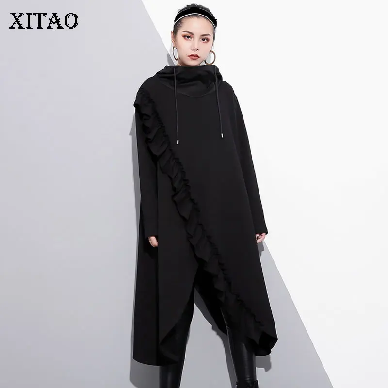 XITAO гофрированное платье с высокой талией женское корейское Модное Новое 2019