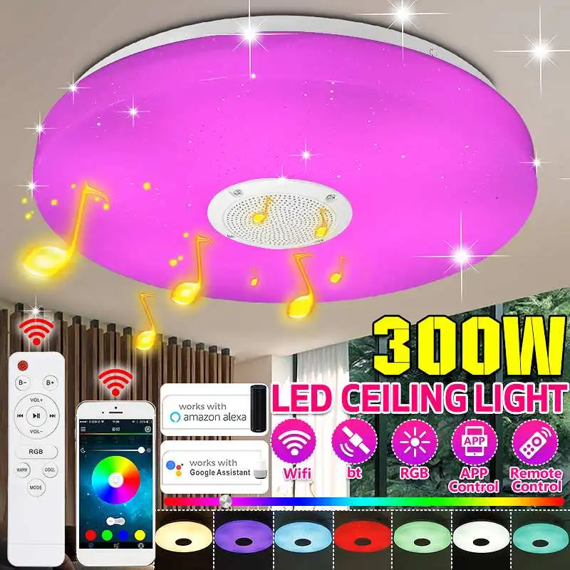 300 Вт WiFi современный светодиодный потолочный светильник с bluetooth музыкальный динамик с регулируемой яркостью изменение цвета RGB управление ч...
300 Вт WiFi современный светодиодный потолочный светильник с bluetooth музыкальный динамик с регулируемой яркостью изменение цвета RGB управление ч...
