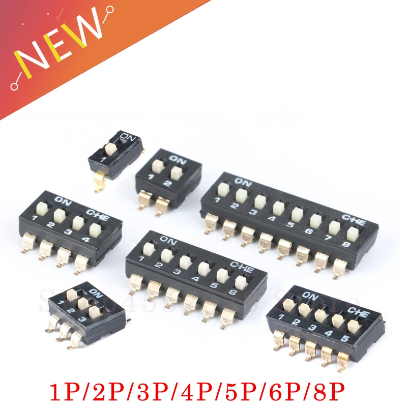 10 шт./лот переключатель SMT SMD Dip шаг 2 54 мм ряда 4 контакта положения/8 контактов