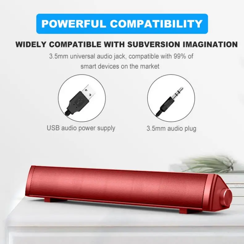 SADA V-105 Bluetooth Multi-media Soundbars Speaker Mini Strip Speaker with 2 Speakers Units and Stereo Surround Sound for House
SADA V-105 Bluetooth Multi-media Soundbars Speaker Mini Strip Speaker with 2 Speakers Units and Stereo Surround Sound for House