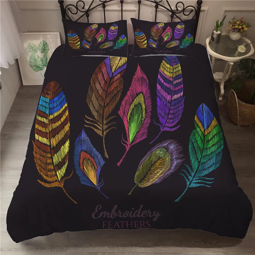 Bed Cover 3D Home Textile Peacocks Feathers Pattern Black Bedding Clothes with Pillowcases King Queen Size
Bed Cover 3D Home Textile Peacocks Feathers Pattern Black Bedding Clothes with Pillowcases King Queen Size