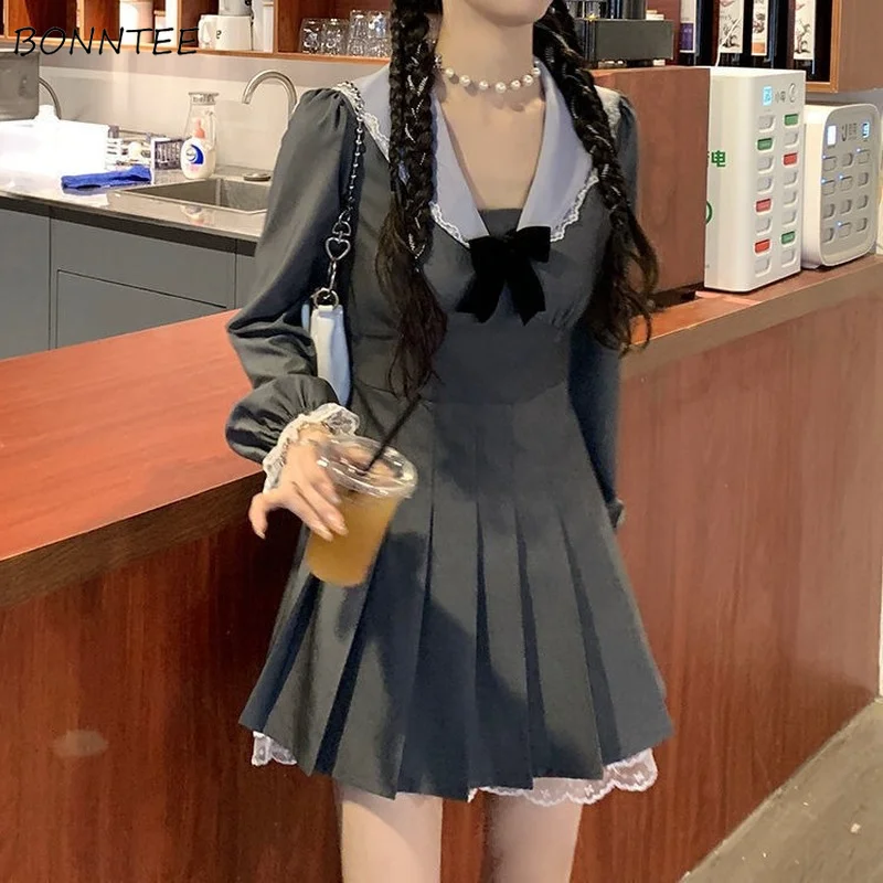 Pleated Dress Women V-Neck College Lace Patchwork All-match Elegant Puff Sleeve Leisure Stylish Feminino Vestidos Japanese Style
Pleated Dress Women V-Neck College Lace Patchwork All-match Elegant Puff Sleeve Leisure Stylish Feminino Vestidos Japanese Style