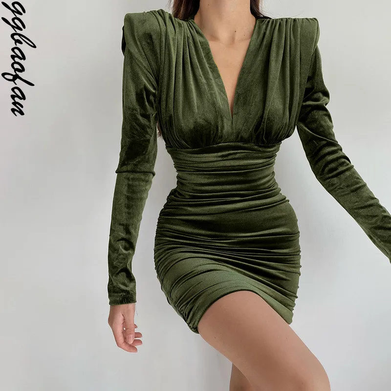 Ggbaofan Spring Autumn 2021 Elegant Long Sleeve Fashion Ruched Velvet Wrap Mini Dress For Women Club Party Bodycon Dresses
Ggbaofan Spring Autumn 2021 Elegant Long Sleeve Fashion Ruched Velvet Wrap Mini Dress For Women Club Party Bodycon Dresses
