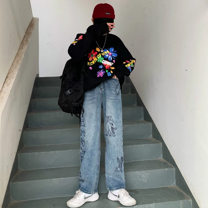High Waist Print Straight Jeans Woman Vintage Plus Size Mom jeans Ladies women trousers denim pants Loose jeans mujer
High Waist Print Straight Jeans Woman Vintage Plus Size Mom jeans Ladies women trousers denim pants Loose jeans mujer
