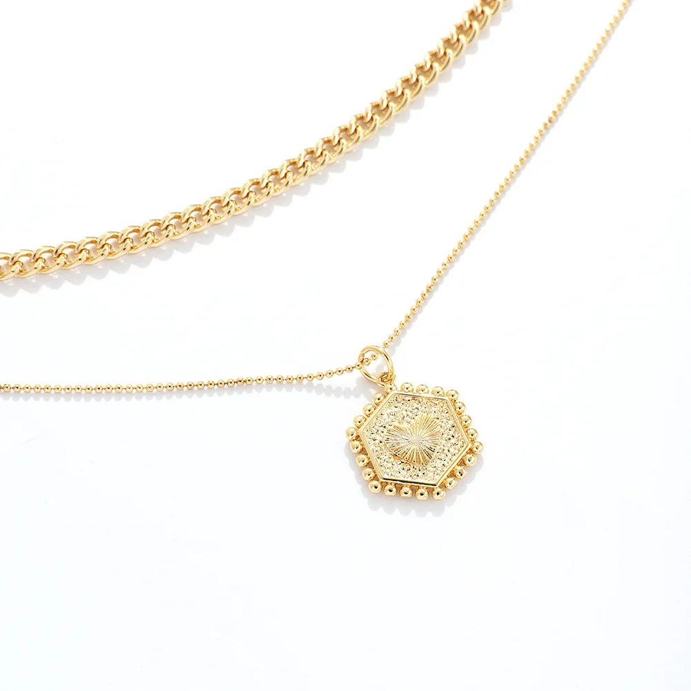 Double Layered Love Heart Necklace Gold Chunky Thick Chain Hexagon Circle Geometric Pendant Necklaces For Women Jewelry 2021
Double Layered Love Heart Necklace Gold Chunky Thick Chain Hexagon Circle Geometric Pendant Necklaces For Women Jewelry 2021