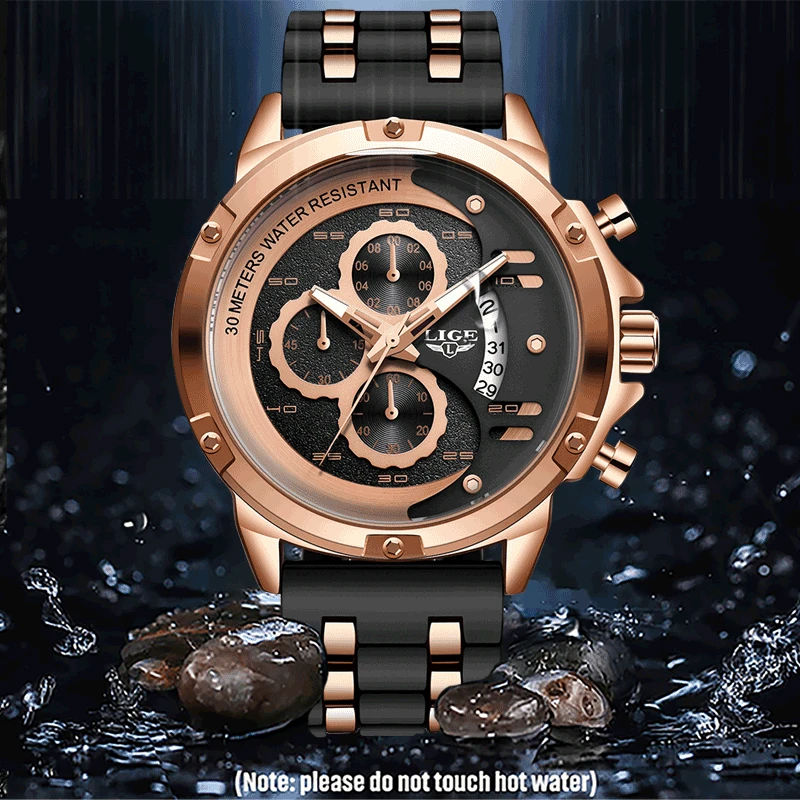 Часы наручные LIGE Мужские кварцевые с хронографом брендовые Роскошные светящиеся