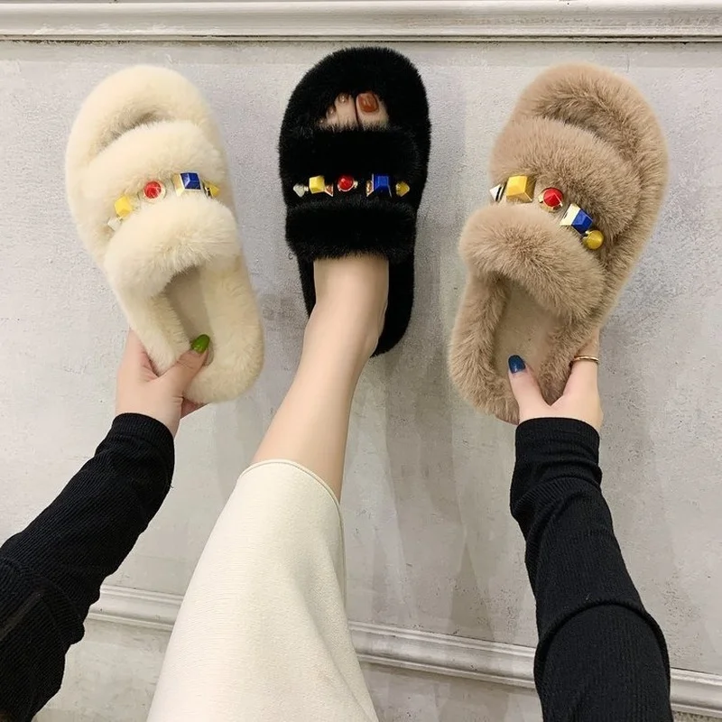 Fashion Women Luxury Designer Women Slippers Autumn Winter Flat Heels Warm Fur Ladies Slippers Womanat Home Slippers Furry Slide
Fashion Women Luxury Designer Women Slippers Autumn Winter Flat Heels Warm Fur Ladies Slippers Womanat Home Slippers Furry Slide