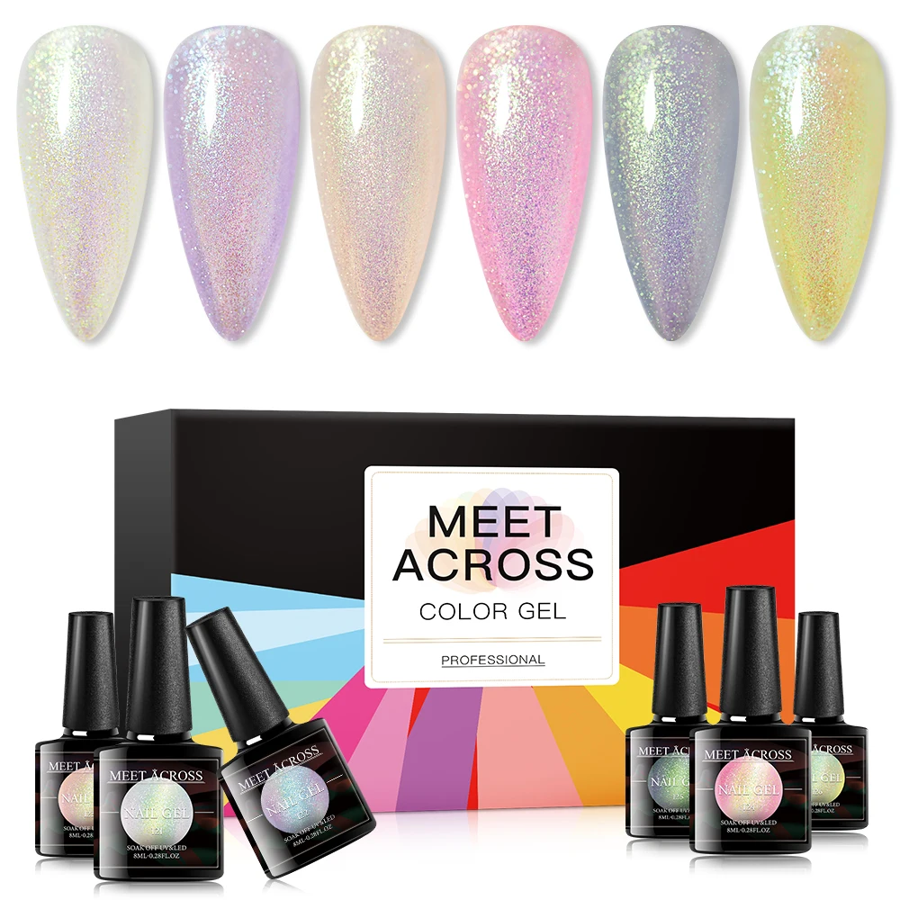 MEET ACROSS 6 Pcs/set Glitter Gel Nail Polish Colorful Soak Off UV Gel Varnish Long Lasting Lacquer Nail Art Design
MEET ACROSS 6 Pcs/set Glitter Gel Nail Polish Colorful Soak Off UV Gel Varnish Long Lasting Lacquer Nail Art Design