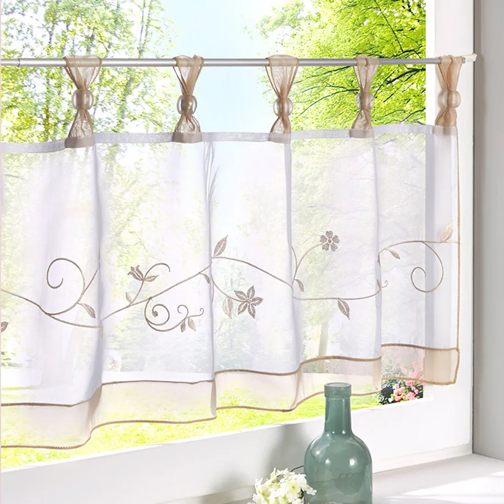 Polyester Cafe Curtains Kitchen Embroidery Short Valance Wear Rod Curtains Sheer Net Curtain Voile Hoem Decor Decorations
Polyester Cafe Curtains Kitchen Embroidery Short Valance Wear Rod Curtains Sheer Net Curtain Voile Hoem Decor Decorations