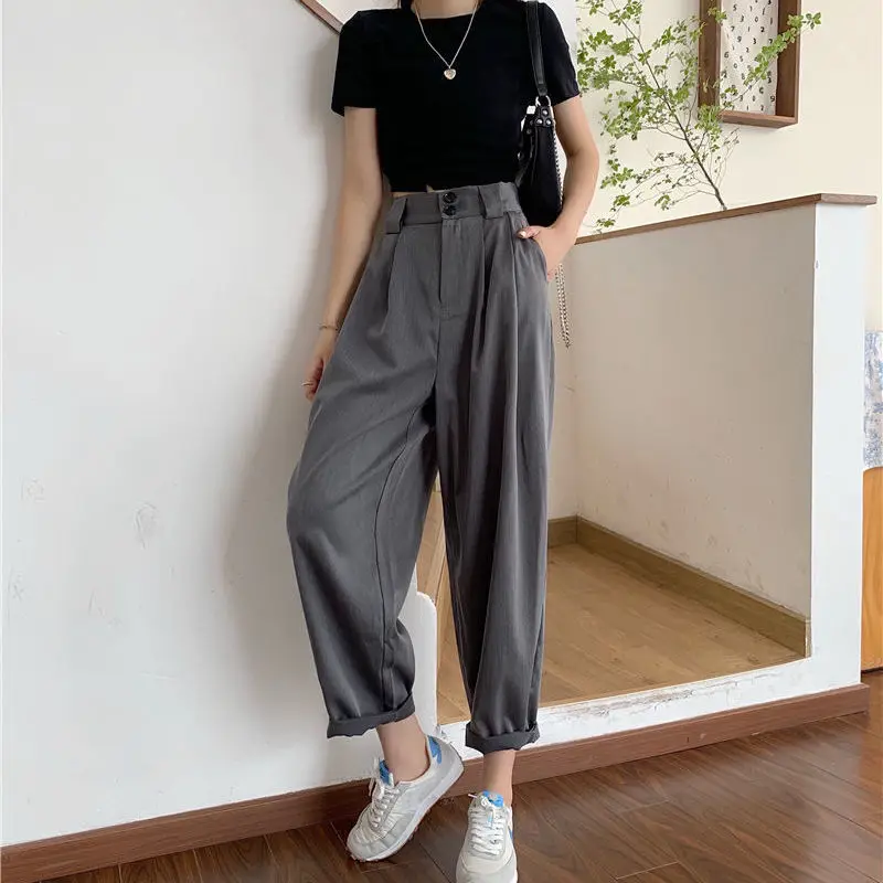 Pants Women All-match Basic Summer BF Style Minimalist Ladies Ankle-Length Trousers Wide-leg Chic Leisure Popular Womens Pant
Pants Women All-match Basic Summer BF Style Minimalist Ladies Ankle-Length Trousers Wide-leg Chic Leisure Popular Womens Pant