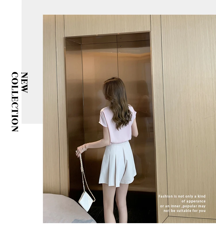 Women's Blouse Chiffon Top V-neck Shirts Summer Tops Short Sleeve Blouses Fashion Shirt Casual New Solid Color Bow Houthion
Women's Blouse Chiffon Top V-neck Shirts Summer Tops Short Sleeve Blouses Fashion Shirt Casual New Solid Color Bow Houthion