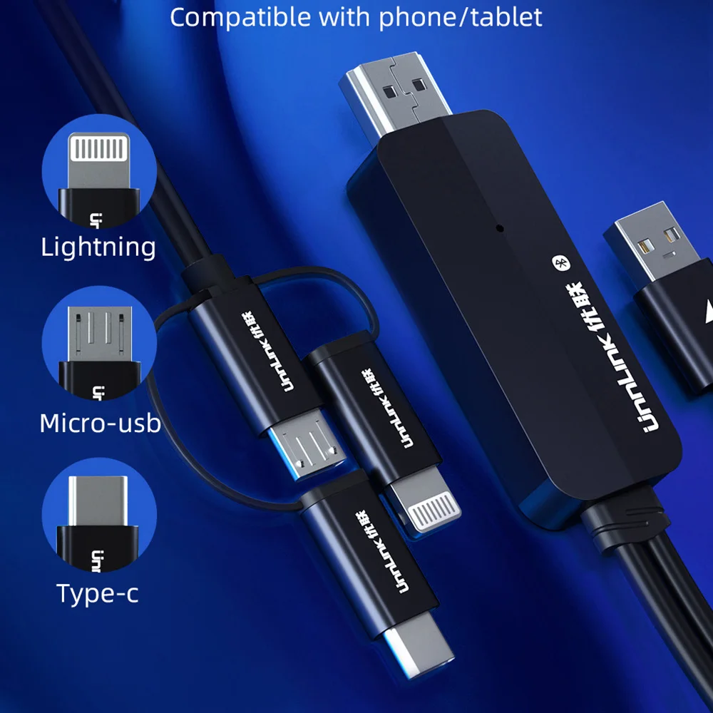 Кабель-преобразователь Unnlink 3 в 1 Lightning USB C Android-HDMI 1080P для телефона планшета