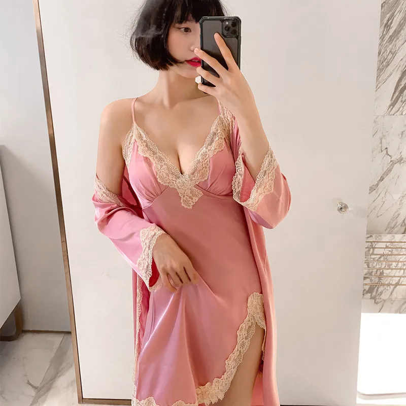 Fiklyc 2021 New Arrival Women's Two Pieces Sexy Robe & Gown Sets Elegant Insert Chest Push Up Satin Nightwear Pyjamas Sets
Fiklyc 2021 New Arrival Women's Two Pieces Sexy Robe & Gown Sets Elegant Insert Chest Push Up Satin Nightwear Pyjamas Sets