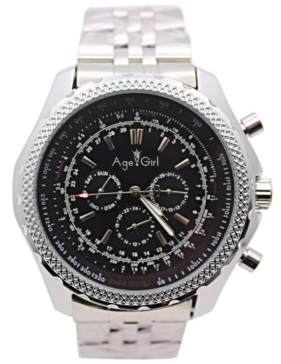 New Silver Black Leather Automatic Mechanical Watch Stainless Steel Bracelet Men's Sport Drive Big Watches 48mm
New Silver Black Leather Automatic Mechanical Watch Stainless Steel Bracelet Men's Sport Drive Big Watches 48mm