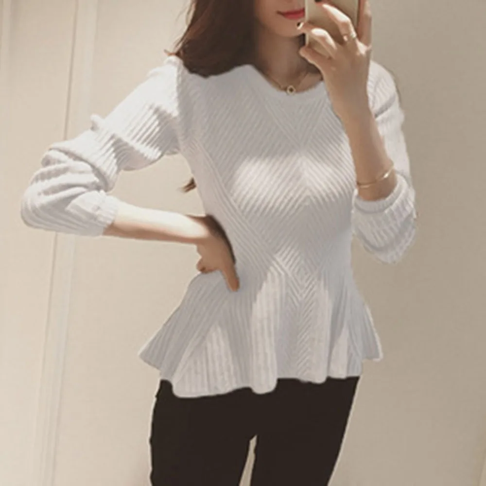 Autumn Women Pullover New Autumn Ruffled Hem Waist Long Sleeve Solid Bottoming Shirt Hem Top Slim-fit Long-sleeved Sweater
Autumn Women Pullover New Autumn Ruffled Hem Waist Long Sleeve Solid Bottoming Shirt Hem Top Slim-fit Long-sleeved Sweater