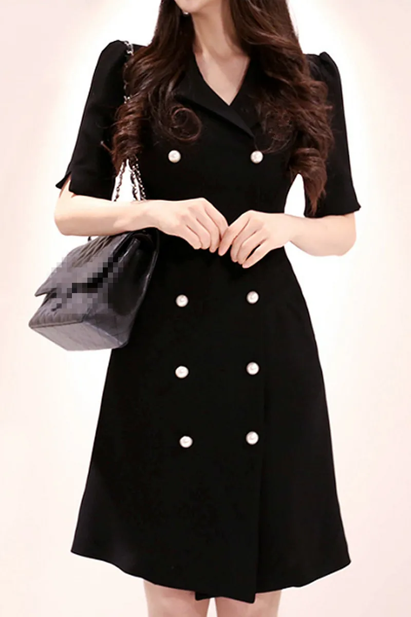 Summer Double-Breasted Notched Neck Dress Women Sexy Bodycon Office Lady Wear To Work Casual Vestidos
Summer Double-Breasted Notched Neck Dress Women Sexy Bodycon Office Lady Wear To Work Casual Vestidos