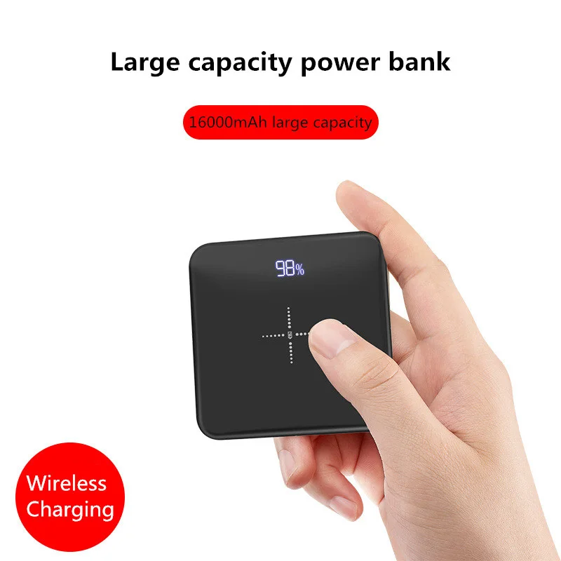 Мини Портативный 16000 мАч Power Bank полный экран цифровой дисплей Быстрая зарядка