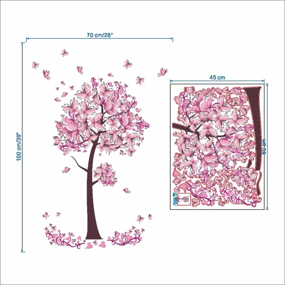 Pink butterfly flower Tree Wall Stickers Decals Girls Women Flower Mural Vinyl Wallpaper Home Living Room Bedroom Decor
Pink butterfly flower Tree Wall Stickers Decals Girls Women Flower Mural Vinyl Wallpaper Home Living Room Bedroom Decor