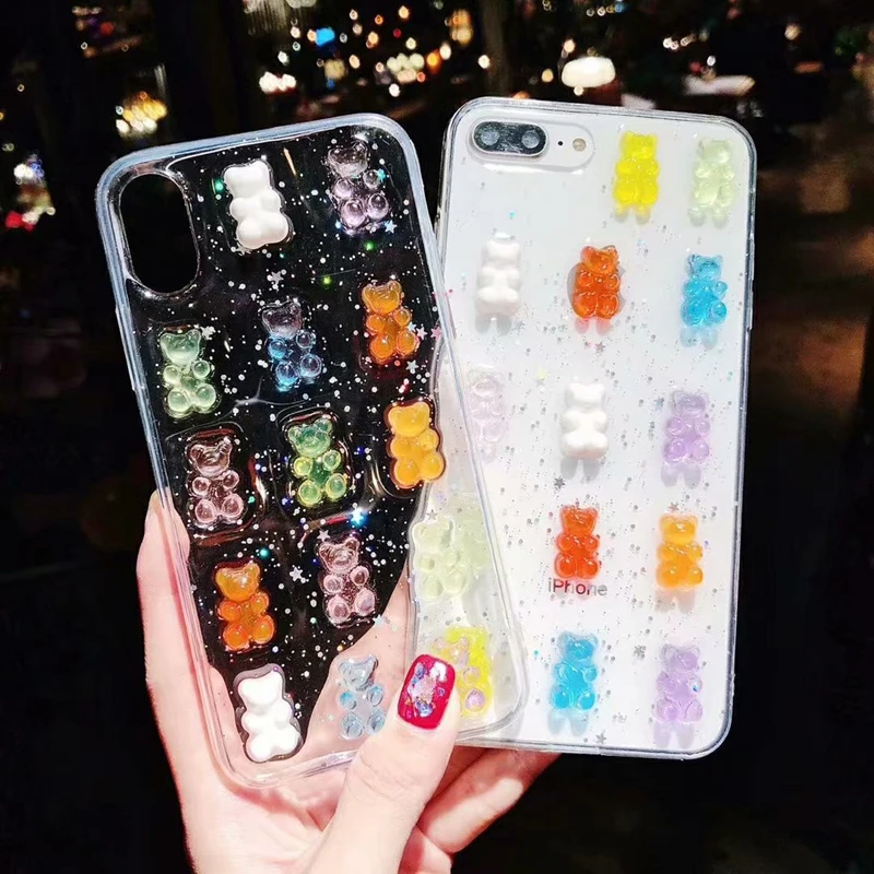 Роскошные 3D стеклянный Медведь телефон чехол для iPhone 6 6s 7 8 Plus X XS Max XR задней панели