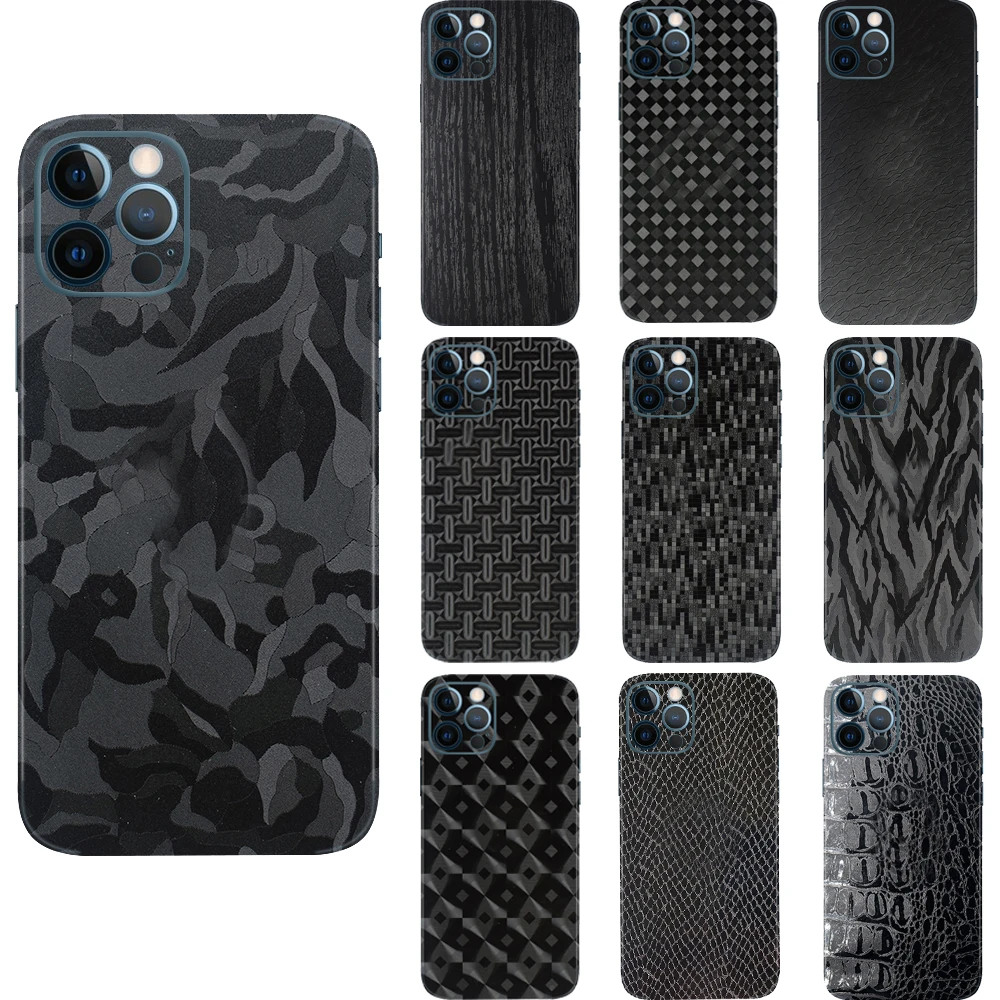 

3D Camo Ghost Black Skin Film Wrap Skin Phone Paste Sticker For iPhone 13 Pro Max 12 Mini SE 2020 11 Pro XS MAX XR X 8 7 Plus