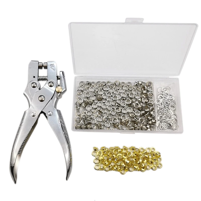 Grommet Eyelet Pliers with 200 Piece Eyelets Easy Press Hollow Grommet Portable Handheld Grommet Eyelet Setting Tools
Grommet Eyelet Pliers with 200 Piece Eyelets Easy Press Hollow Grommet Portable Handheld Grommet Eyelet Setting Tools