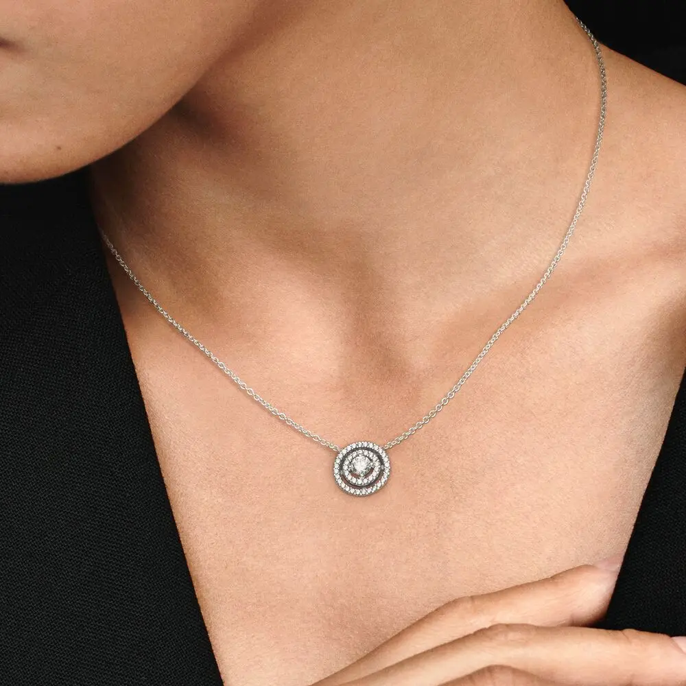 2021 Trendy 925 Sterling Silver Sparkling Double Halo Necklace Women DIY Jewelry Mother's Day Silver Chain Necklace
2021 Trendy 925 Sterling Silver Sparkling Double Halo Necklace Women DIY Jewelry Mother's Day Silver Chain Necklace