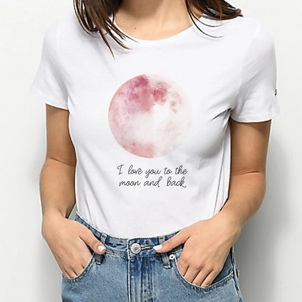 Фото Футболка для пары I Love You To The Moon and Back Бразильская уличная летняя футболка большого