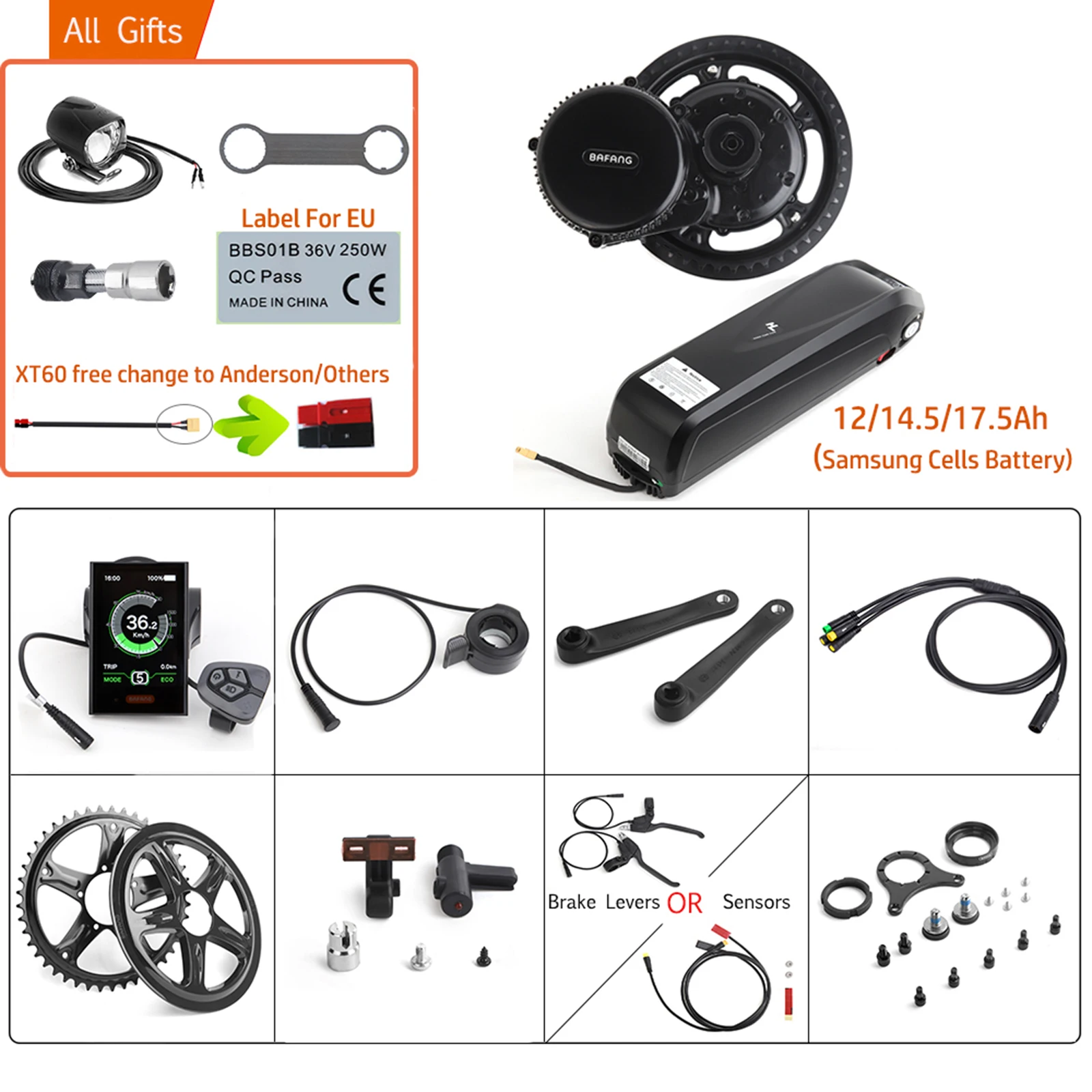 BAFANG 8FUN е-байка 36В 500 Вт середине привод BBS02B мотор 17.5Ah Мобильный телефон SAMSUNG E-BIKE