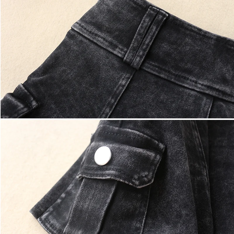 Fashion Mid Waist Skirts Womens Black Button Denim Skirt Female Saias Summer All-matched Casual Mini Jeans Skirt 
Fashion Mid Waist Skirts Womens Black Button Denim Skirt Female Saias Summer All-matched Casual Mini Jeans Skirt
