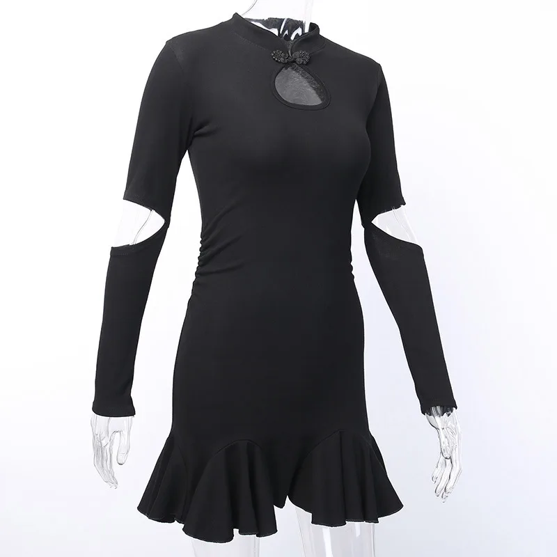 2020 New Dark Gothic Vintage Cheongsam Neck Mini Bodycon Dress fashion women hollow out long sleeve Party Dresses
2020 New Dark Gothic Vintage Cheongsam Neck Mini Bodycon Dress fashion women hollow out long sleeve Party Dresses