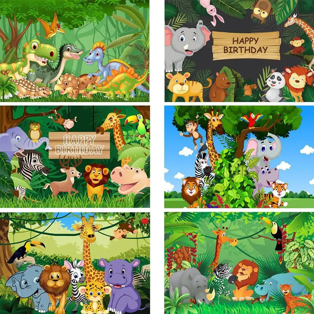 

Фон для фотосъемки с изображением джунглей сафари для дня рождения детской вечеринки