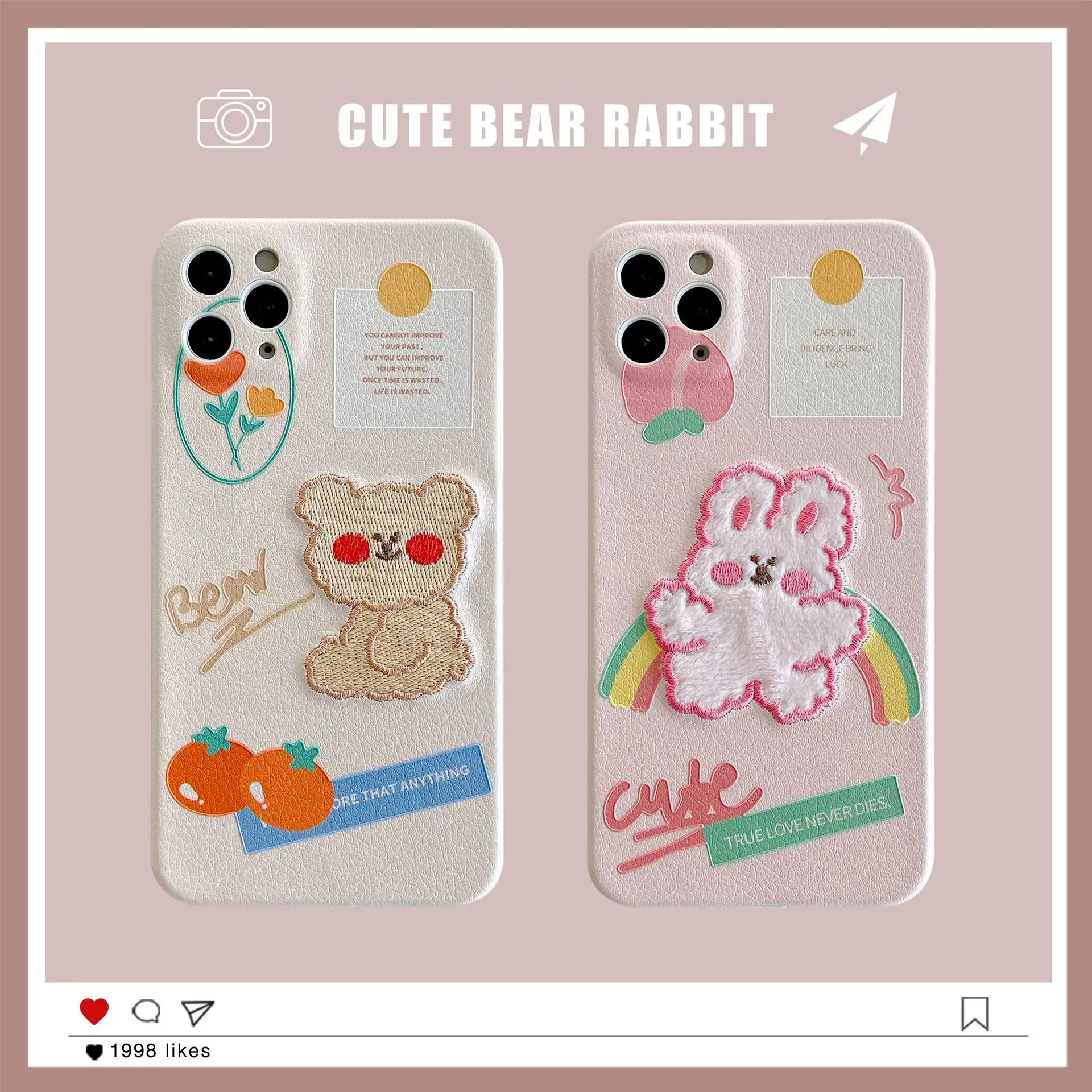 Embroidery Bear And Bunny Cartoon Cute Mobile Phone Case For iPhone 12 11 Pro Max X XS XR 7 8 Plus Soft Shell Female
Embroidery Bear And Bunny Cartoon Cute Mobile Phone Case For iPhone 12 11 Pro Max X XS XR 7 8 Plus Soft Shell Female