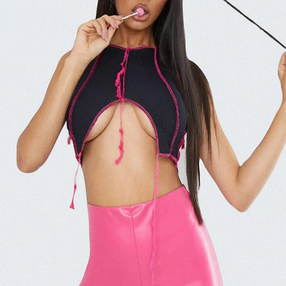 Backless Slim Halter Blouse Vest Women Vest Sleeveless Ribbed Streetwear Crop Top O Neck Slit Hem Short Tank Top for Summer
Backless Slim Halter Blouse Vest Women Vest Sleeveless Ribbed Streetwear Crop Top O Neck Slit Hem Short Tank Top for Summer